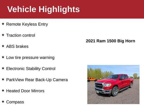 Flame Red Clearcoat 2021 RAM 1500 Big Horn/Lone Star