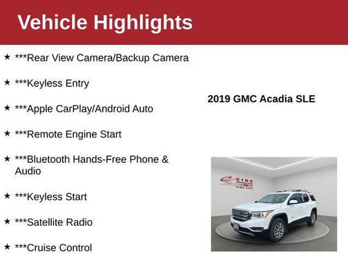 Summit White 2019 GMC Acadia SLE-2
