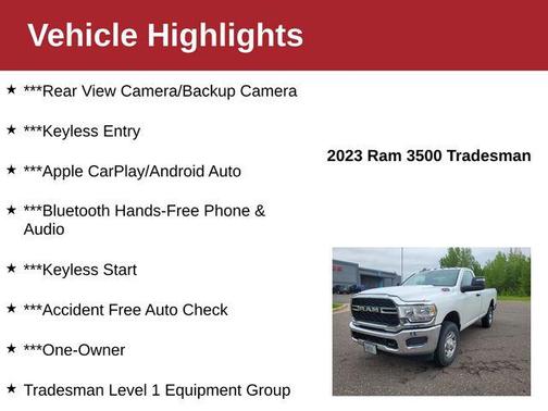 Bright White Clearcoat 2023 RAM 3500 Tradesman Regular Cab 4x4 8' Box