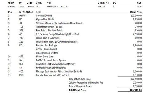 2026 Porsche Cayenne Cayenne E-Hybrid