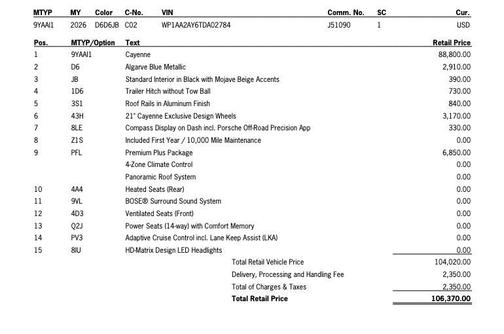 2026 Porsche Cayenne Cayenne