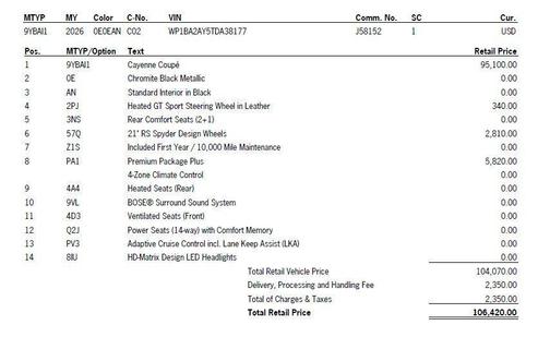 2026 Porsche Cayenne Cayenne