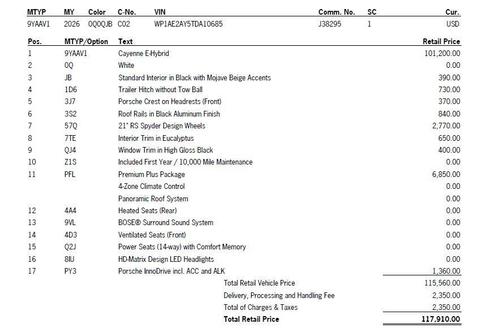 2026 Porsche Cayenne Cayenne E-Hybrid
