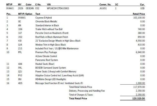 2026 Porsche Cayenne Cayenne E-Hybrid