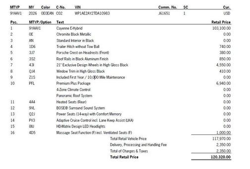 2026 Porsche Cayenne Cayenne E-Hybrid