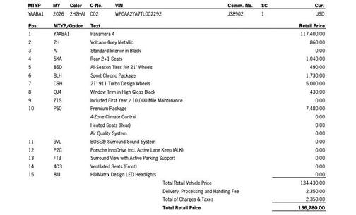 2026 Porsche Panamera 4