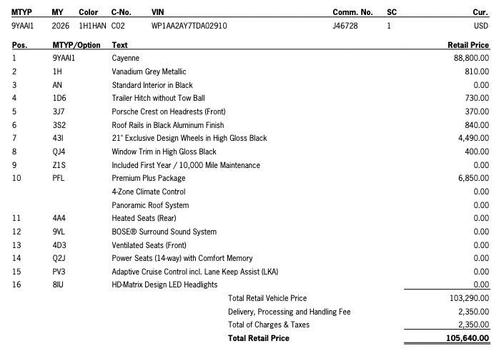 2026 Porsche Cayenne Cayenne