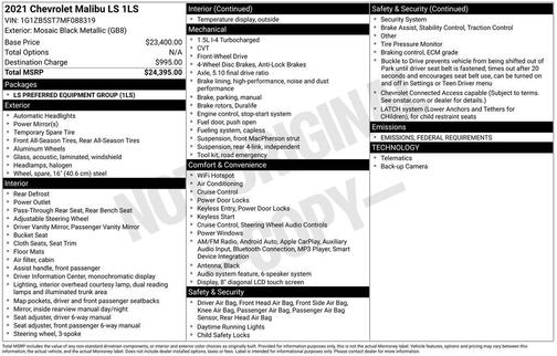 2021 Chevrolet Malibu 1LS