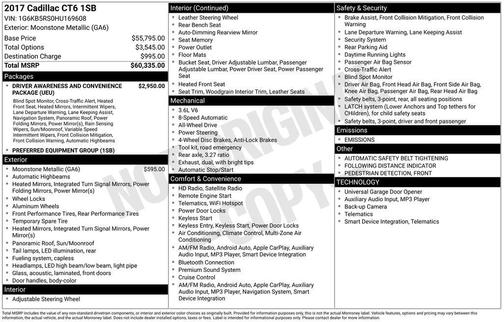 2017 Cadillac CT6 3.6L Standard