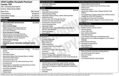 2020 Cadillac Escalade Premium Luxury