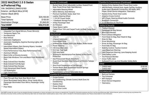 2022 Mazda Mazda3 FWD w/Preferred Package