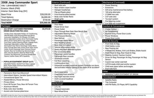 Black Clearcoat 2008 Jeep Commander Sport