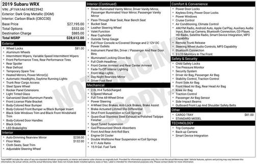 2019 Subaru WRX Base