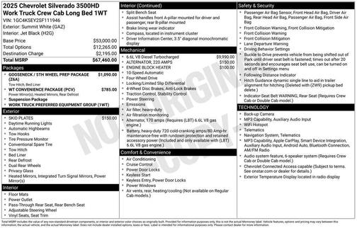 Summit White 2025 Chevrolet Silverado 3500 WT