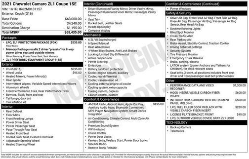 2021 Chevrolet Camaro ZL1