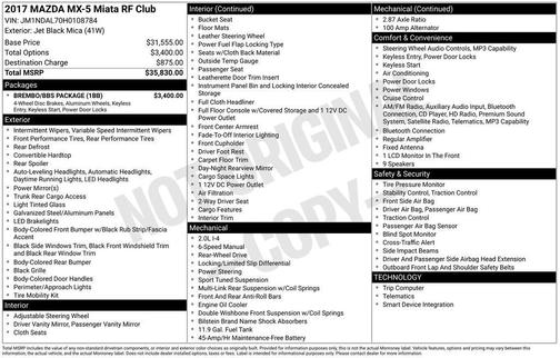 2017 Mazda MX-5 Miata RF Club