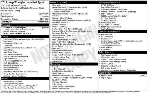 2017 Jeep Wrangler Unlimited Sport