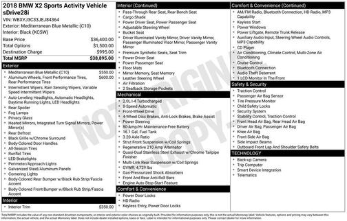 Mediterranean Blue Metallic 2018 BMW X2 sDrive28i