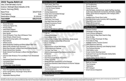 Midnight Black Metallic 2022 Toyota RAV4 LE