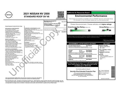 2021 Nissan NV Cargo NV2500 HD S/SV V6/V8