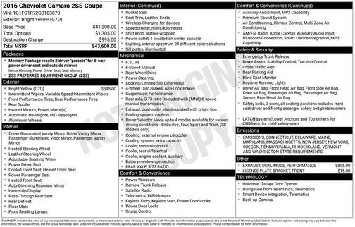 2016 Chevrolet Camaro 2SS