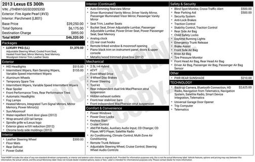 2013 Lexus ES 300h Base