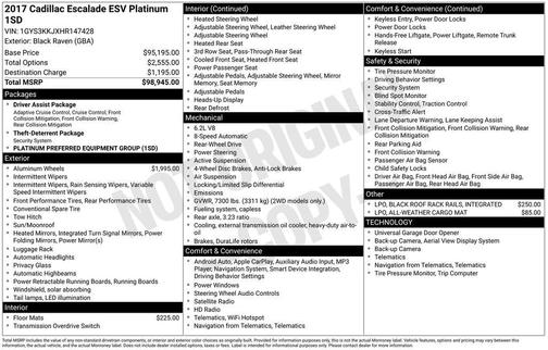 2017 Cadillac Escalade ESV Platinum