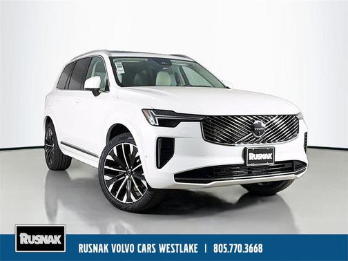 Crystal White Pearl 2026 Volvo XC90 Plug-In Hybrid Ultra, T8 AWD, Electric/Gasoline, Bright, 7 Seats
