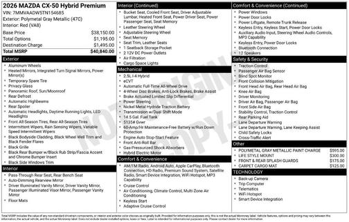 Polymetal Gray Metallic 2026 Mazda CX-50 Premium