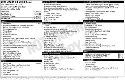 Aero Gray Metallic 2026 Mazda CX-5 Select