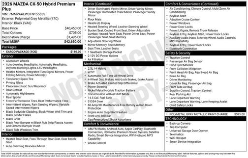 Polymetal Gray Metallic 2026 Mazda CX-50 Premium Plus