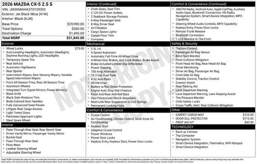 Jet Black Mica 2026 Mazda CX-5 2.5T