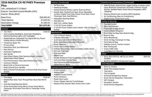 Soul Red Crystal Metallic 2026 Mazda CX-90 PHEV Premium Plus
