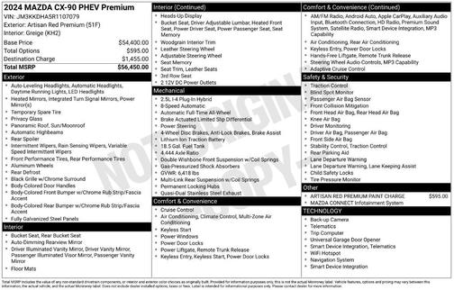 Artisan Red Metallic 2024 Mazda CX-90 PHEV Premium