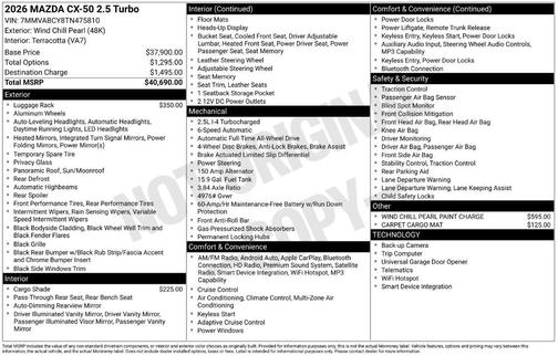 Wind Chill Pearl 2026 Mazda CX-50 2.5 Turbo