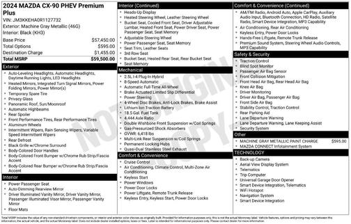 Machine Gray Metallic 2024 Mazda CX-90 PHEV Premium Plus