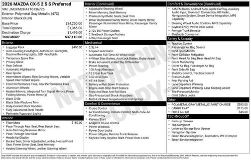 Polymetal Gray Metallic 2026 Mazda CX-5 Preferred