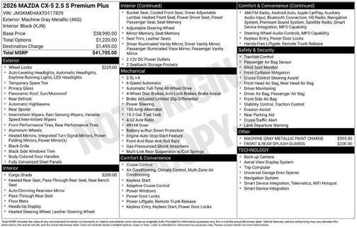 Machine Gray Metallic 2026 Mazda CX-5 Premium Plus