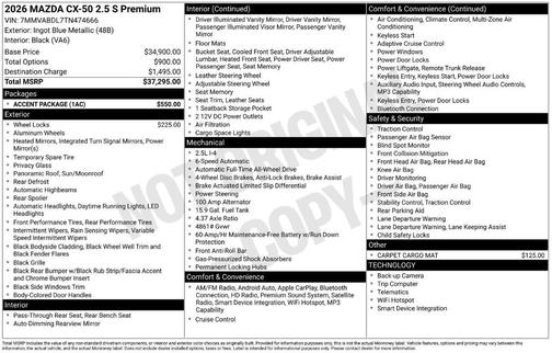 Ingot Blue Metallic 2026 Mazda CX-50 Premium