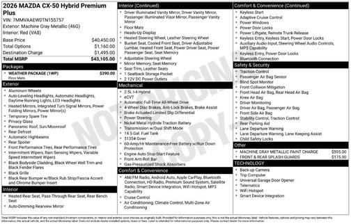 Machine Gray Metallic 2026 Mazda CX-50 Premium Plus