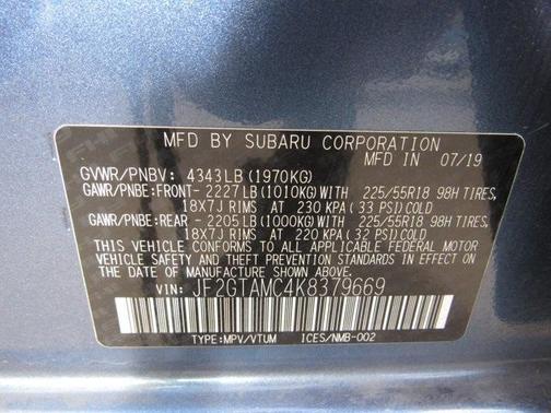 2019 Subaru Crosstrek 2.0i Limited