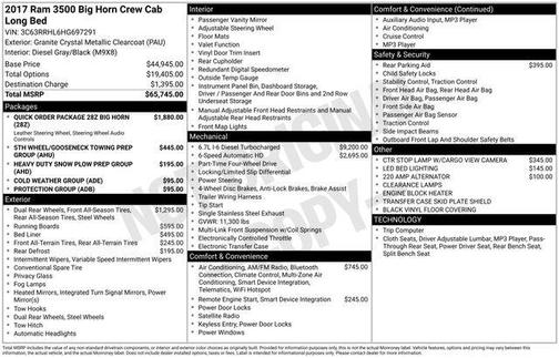 Granite Crystal Clearcoat Metallic 2017 RAM 3500 Big Horn