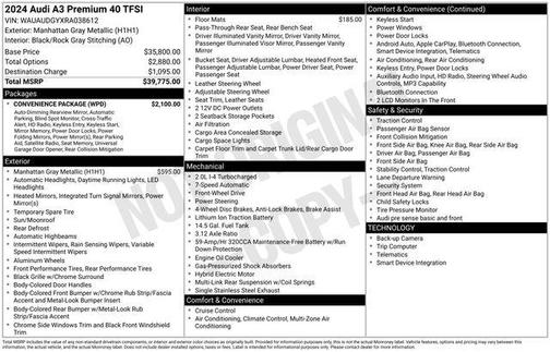 Manhattan Gray Metallic 2024 Audi A3 40 Premium