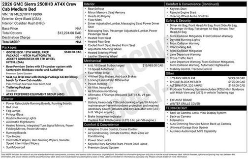 Onyx Black 2026 GMC Sierra 2500 AT4X