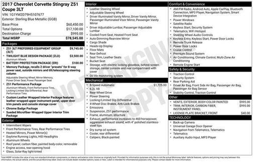 2017 Chevrolet Corvette Stingray Z51