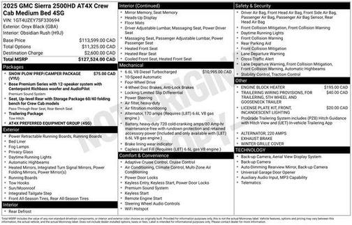 Onyx Black 2025 GMC Sierra 2500 AT4X