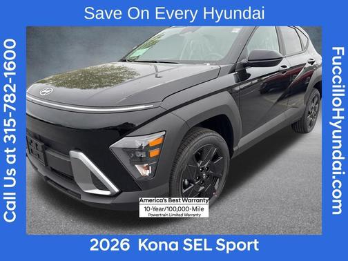 Black 2026 Hyundai KONA SEL Sport