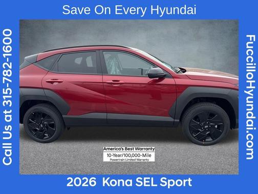 Red Metallic 2026 Hyundai KONA SEL Sport