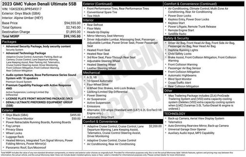 Onyx Black 2023 GMC Yukon Denali Ultimate