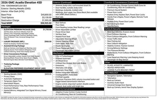 Sterling 2026 GMC Acadia Elevation